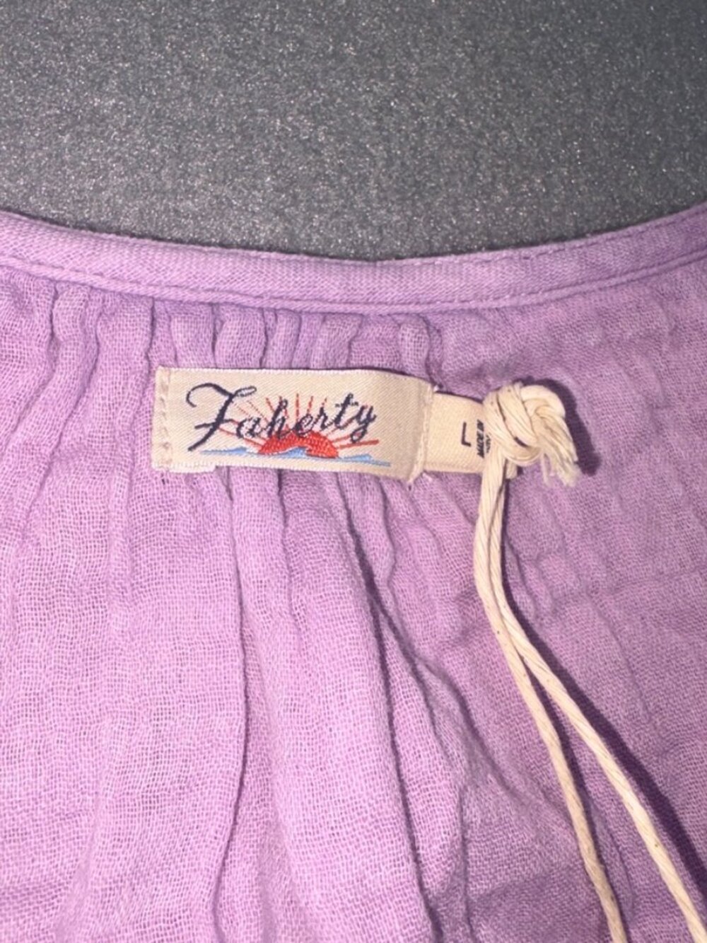 NEW NWT Faherty Dream Cotton Gauze Ainsley Top Lavender Nirvana size Large - Picture 6 of 13